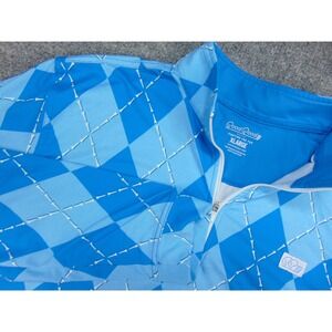 Good Good Golf Pullover Mens XL Quarter Zip Blue Argyle Performance Golfcore